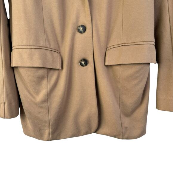 J. Jill Ponte Knit Stretchy Blazer Camel Tan jacket Three Button Small Causal - Picture 5 of 8